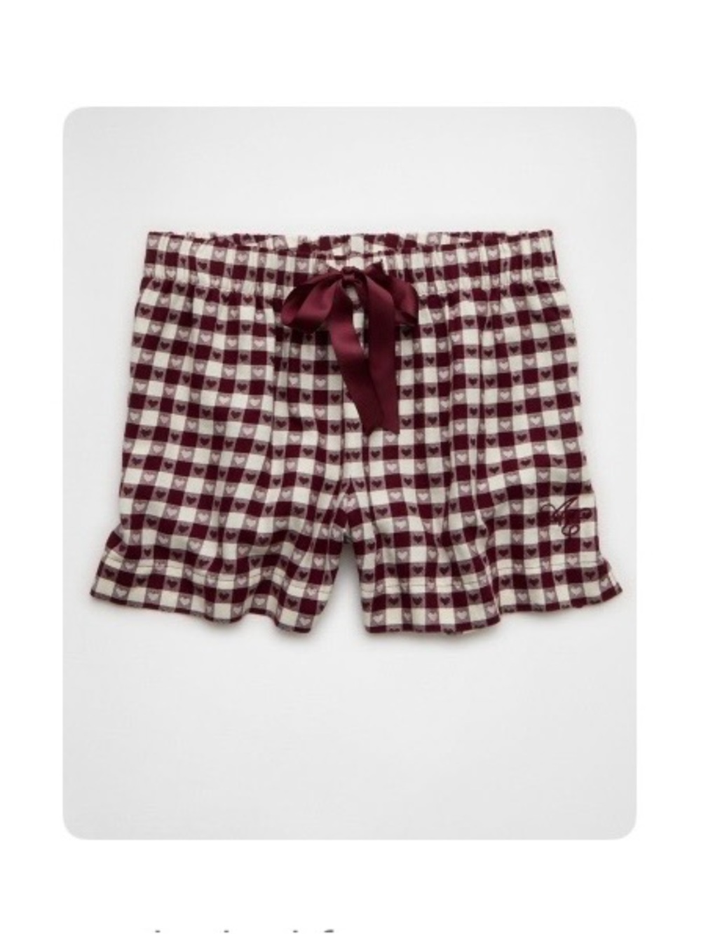 NWT American Eagle Burgundy and Cream/White Flannel Lounge Shorts